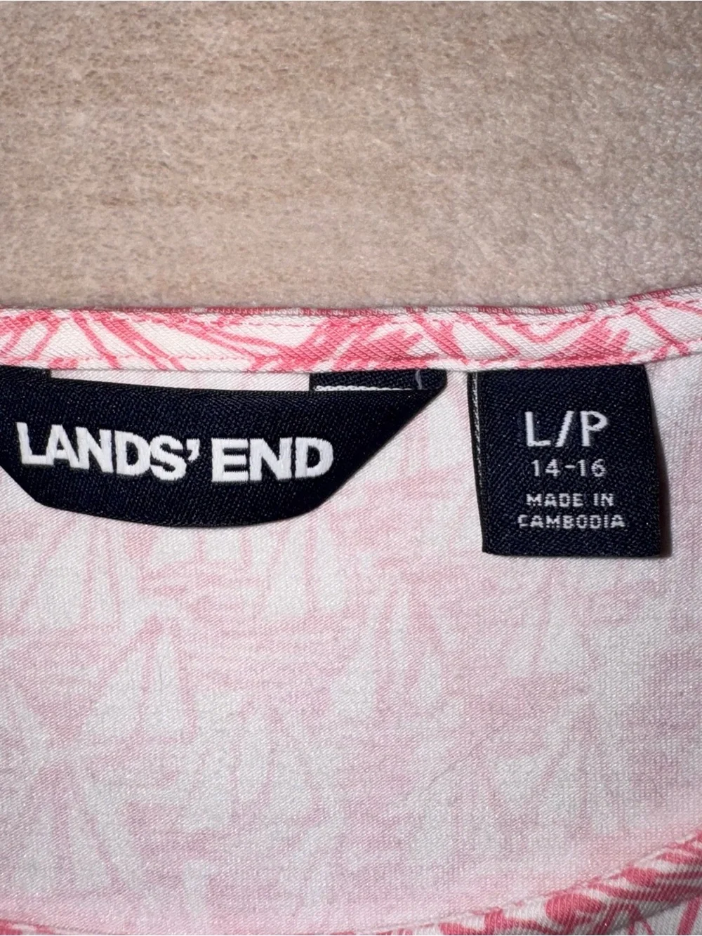 Lands' End Pink and White Knot-Front Midi Dress